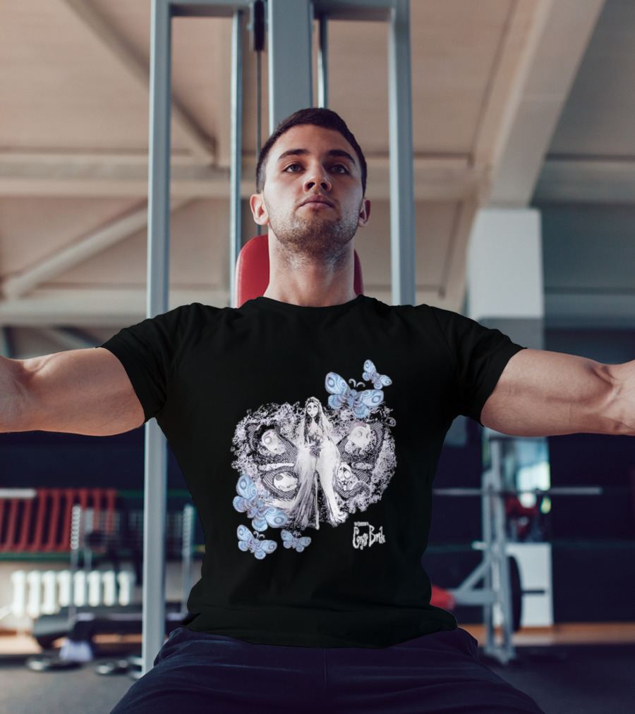 Corpse Bride Tim Burton Emily Tonal Collage With Butterflies T-Shirt