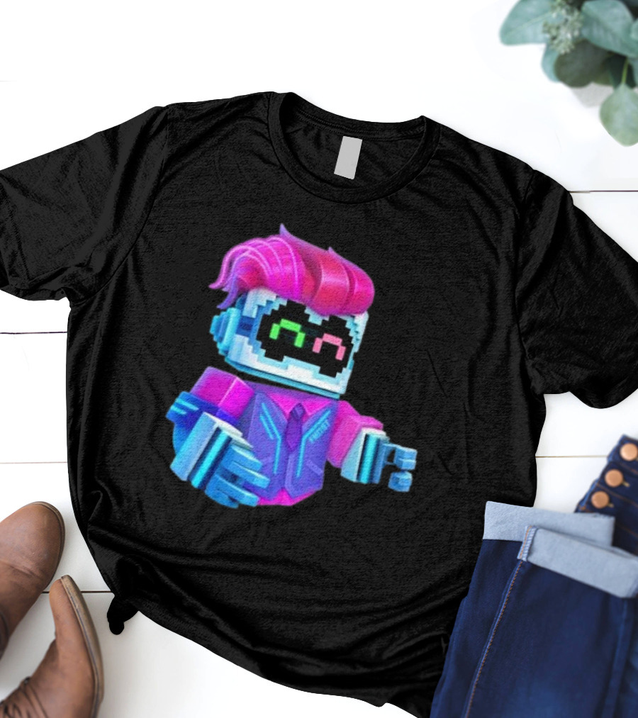 Cubic Games Cyber Robbie Pixelated Character Neon T-Shirt