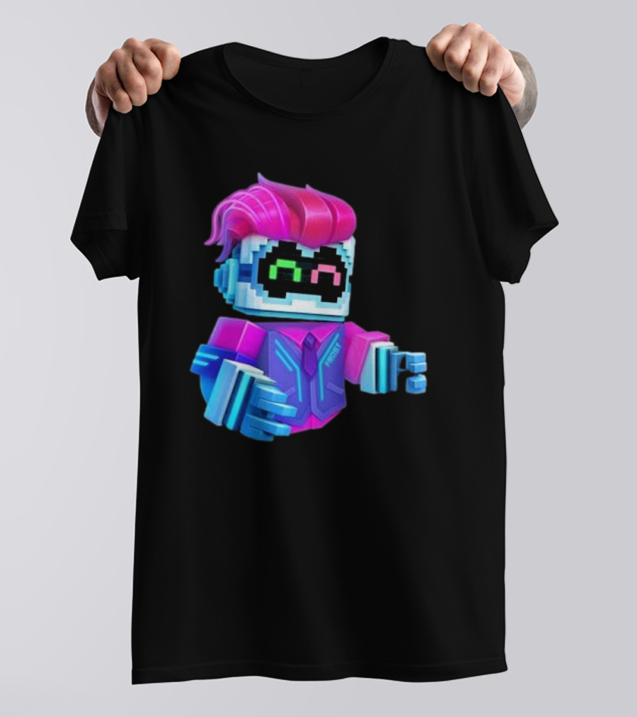 Cubic Games Cyber Robbie Pixelated Character Neon T-Shirt