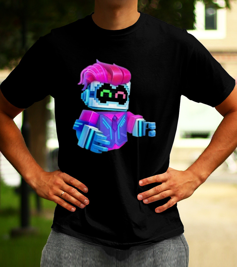 Cubic Games Cyber Robbie Pixelated Character Neon T-Shirt