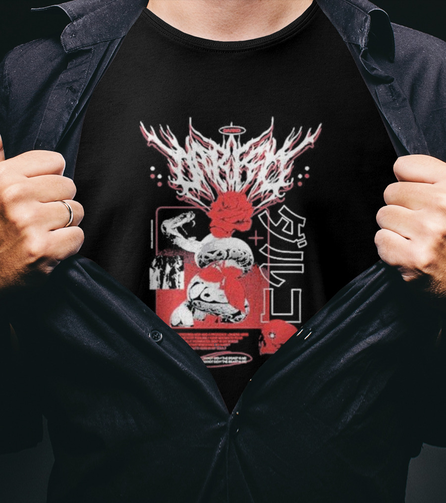 Darko Us Raffle Graphic With Abstract Red And White Elements T-Shirt