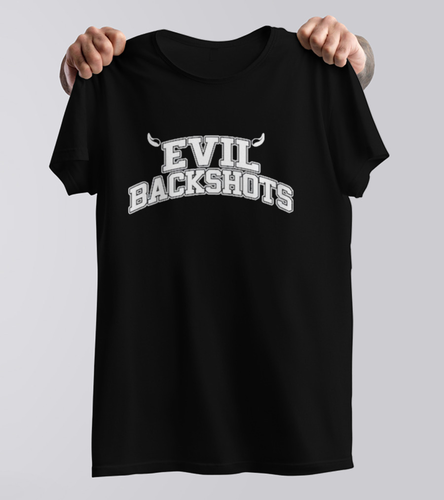 EVIL BACKSHOTS Horned Text T-Shirt