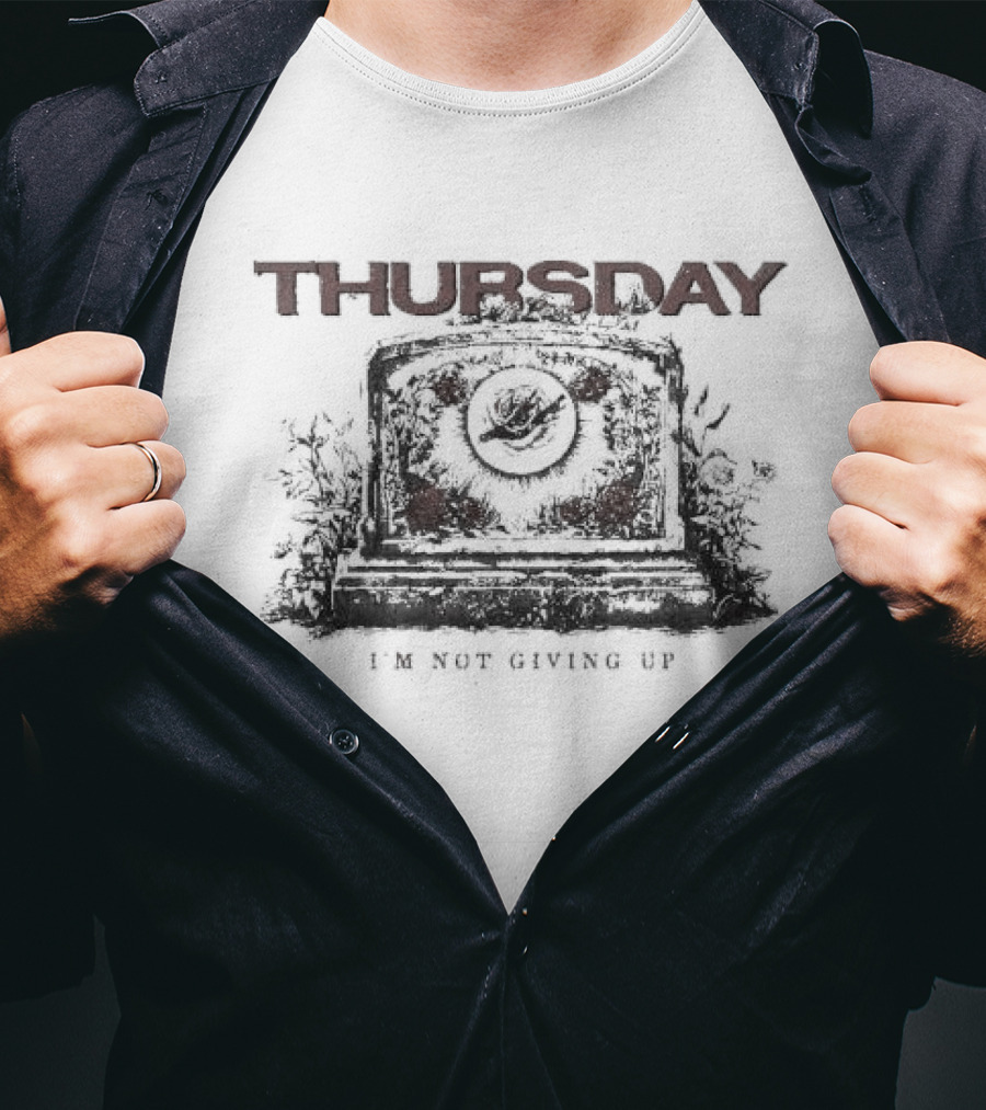Thursday I'm Not Giving Up Gravestone Red Roses Khaki T-Shirt