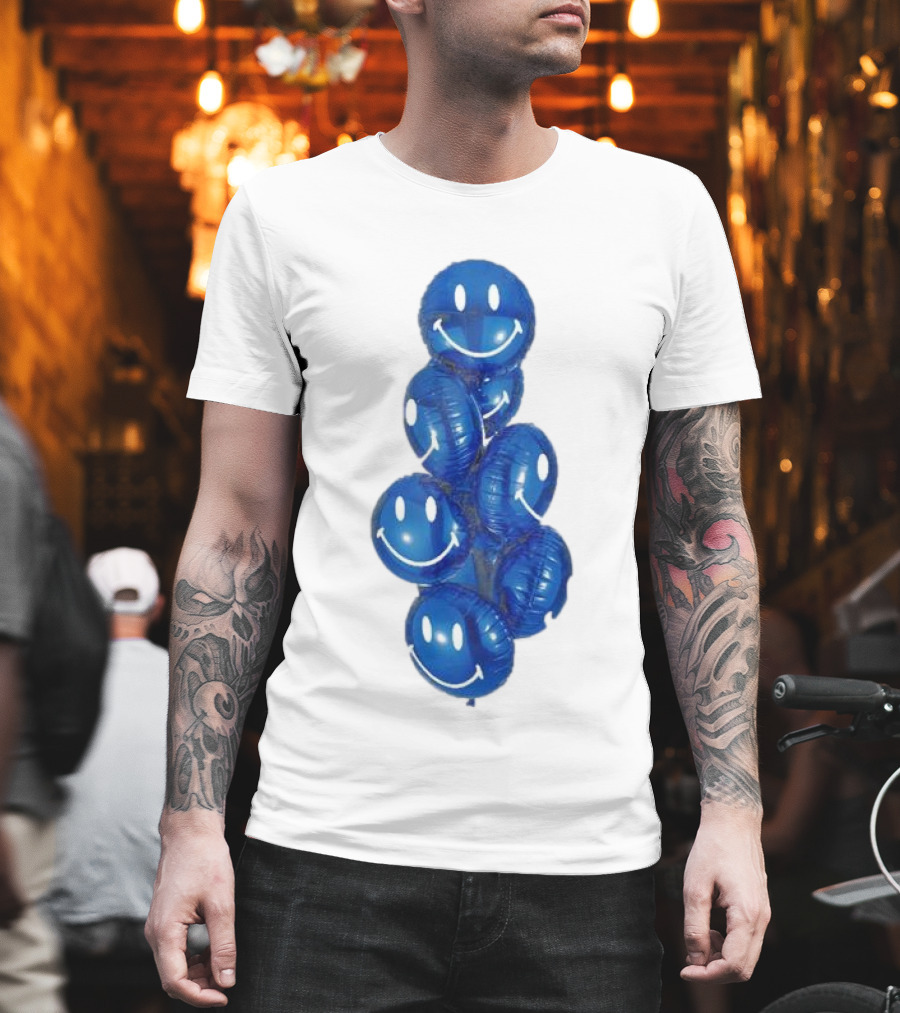 Smiley Celebration Blue Balloons T-Shirt