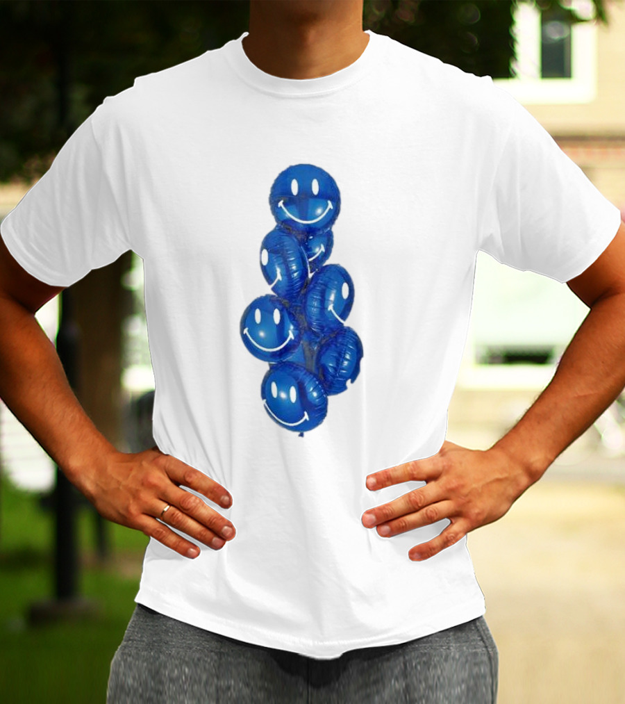 Smiley Celebration Blue Balloons T-Shirt