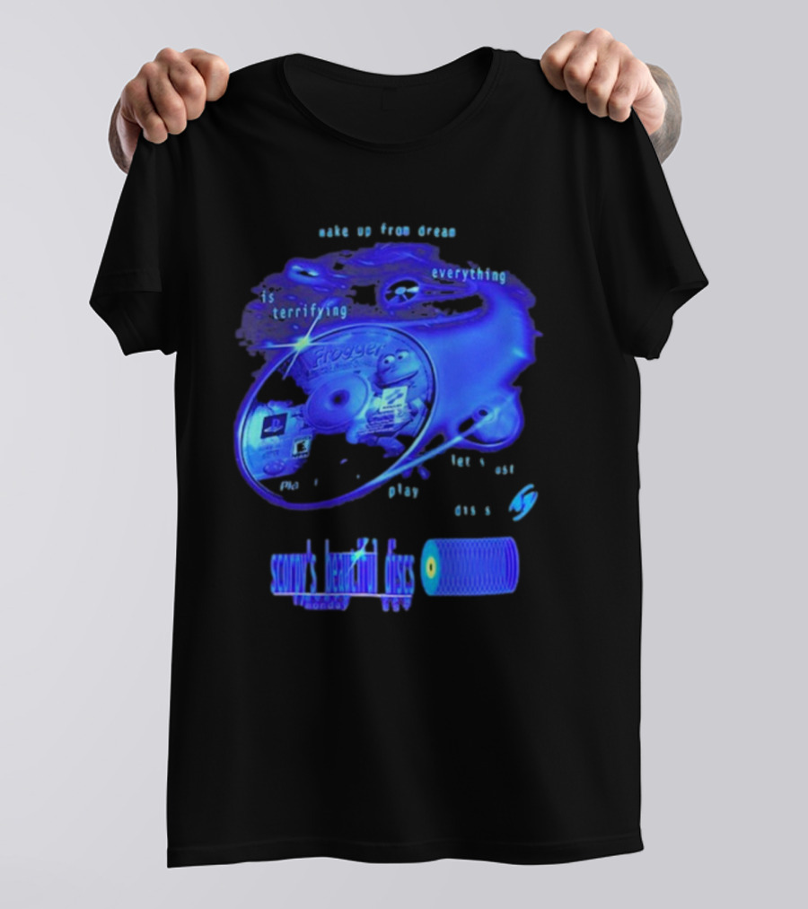 Frogger Everything Is Terrifying Let Yourself Play Scruff's Beautiful Discs CHANNEL17 T-Shirt