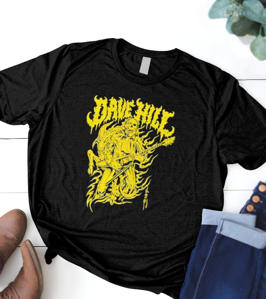Dave Hill Skullface Yellow Flame Guitar Art By Tim Lehi T-Shirt