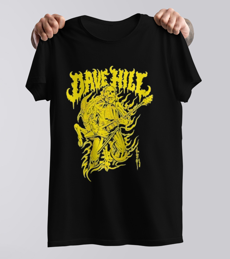 Dave Hill Skullface Yellow Flame Guitar Art By Tim Lehi T-Shirt