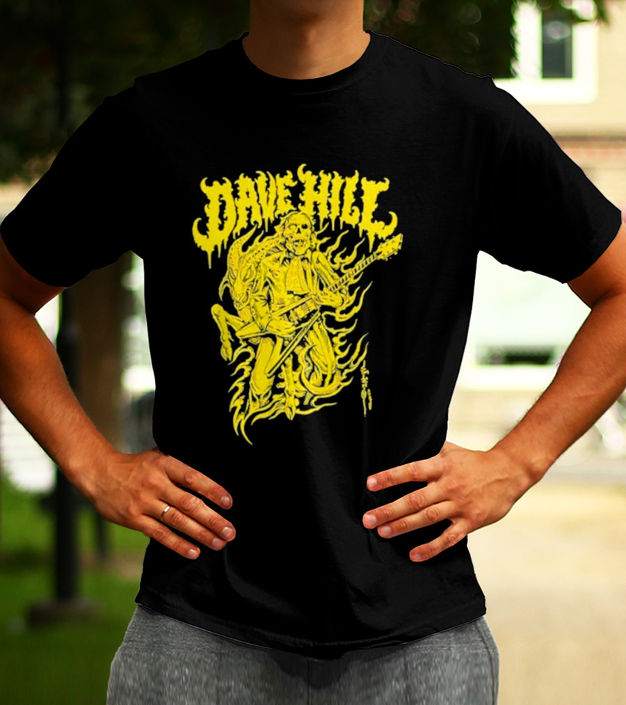 Dave Hill Skullface Yellow Flame Guitar Art By Tim Lehi T-Shirt
