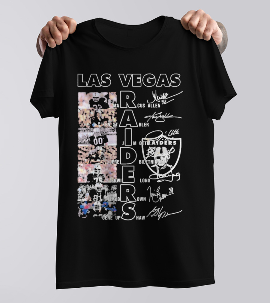 Las Vegas Raiders Marcus Allen Ken Stabler Fred Biletnikoff Howie Long Tim Brown Gene Upshaw Signature Football Legends T-Shirt