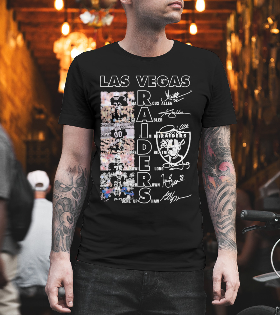 Las Vegas Raiders Marcus Allen Ken Stabler Fred Biletnikoff Howie Long Tim Brown Gene Upshaw Signature Football Legends T-Shirt