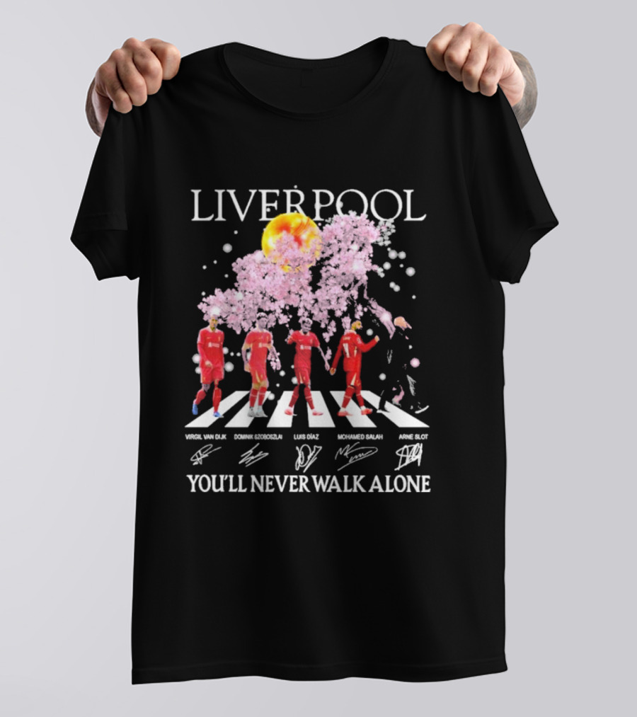 Liverpool You’ll Never Walk Alone Cherry Blossoms Bloom Virgil Van Dijk Dominik Szoboszlai Luis Diaz Mohamed Salah Arne Slot T-Shirt