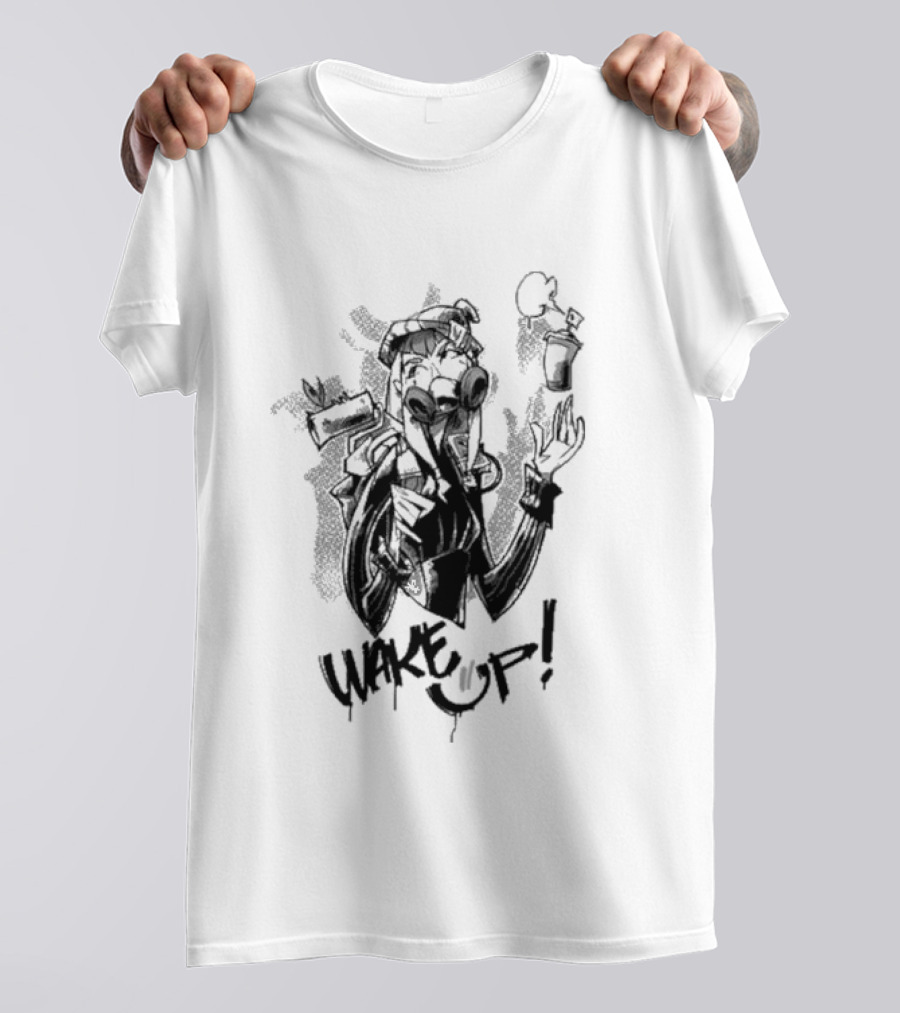 Warframe Aoi Wake Up Gas Mask Graffiti Style Character T-Shirt