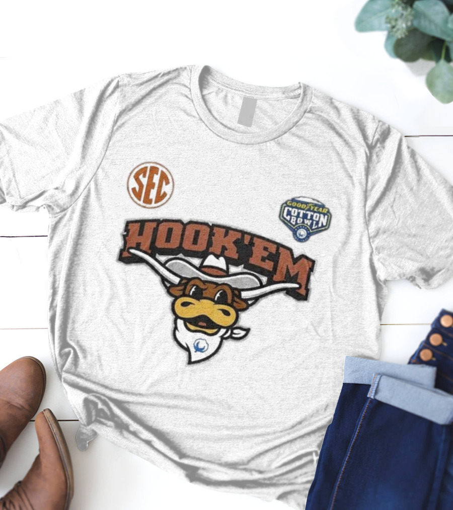 SEC Hook 'Em Texas Longhorns Goodyear Cotton Bowl 2025 T-Shirt