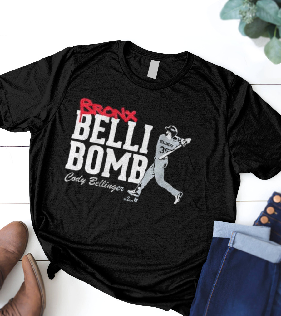 Cody Bellinger Bronx Belli-Bomb Baseball Swing T-Shirt