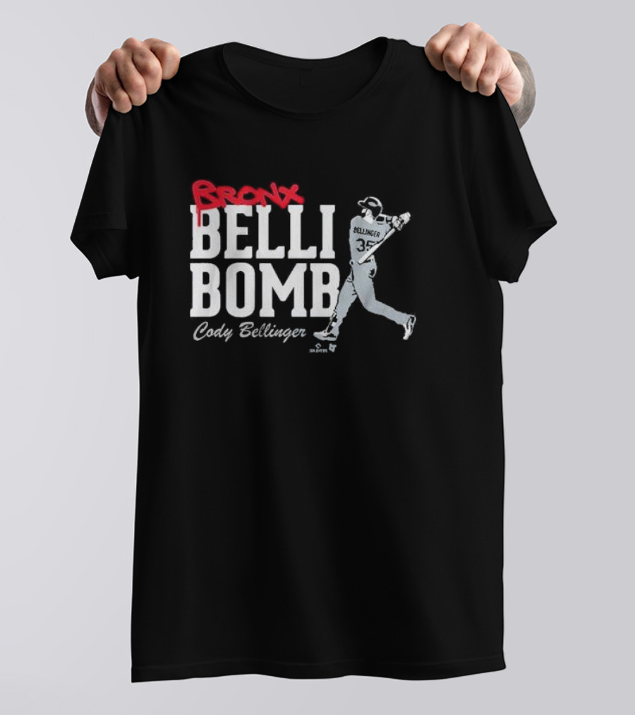 Cody Bellinger Bronx Belli-Bomb Baseball Swing T-Shirt