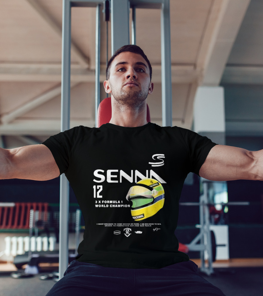 Senna 12 3x Formula 1 World Champion Driven To Perfection São Paulo Helmet T-Shirt