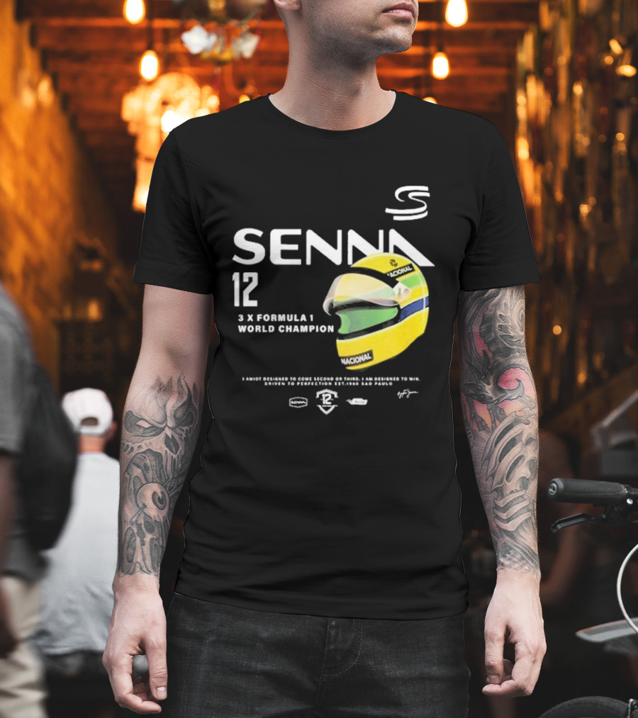 Senna 12 3x Formula 1 World Champion Driven To Perfection São Paulo Helmet T-Shirt