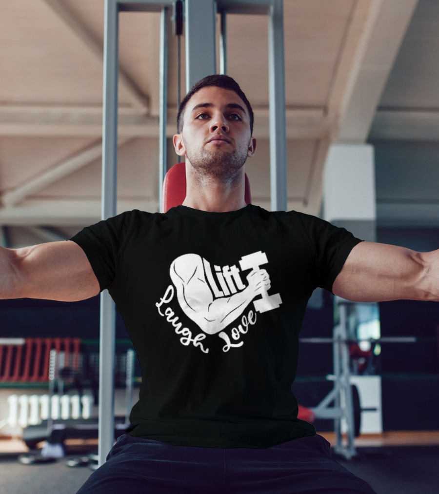 Lift Laugh Love Muscle Flex Dumbbell Arm Strength T-Shirt