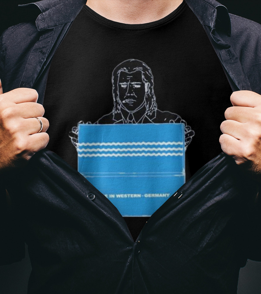 Made In Western Germany Pulp Fiction Blue Box Holder T-Shirt