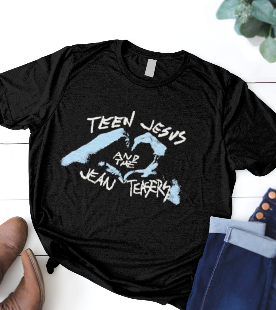 Teen Jesus And The Jean Teasers Blue Heart Gesture T-Shirt