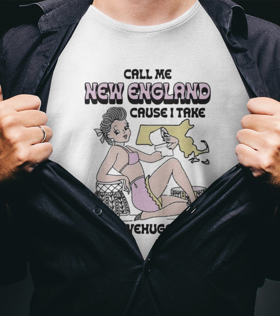 Call Me New England Cause I Take Massivehugeshits Retro Map Humor T-Shirt