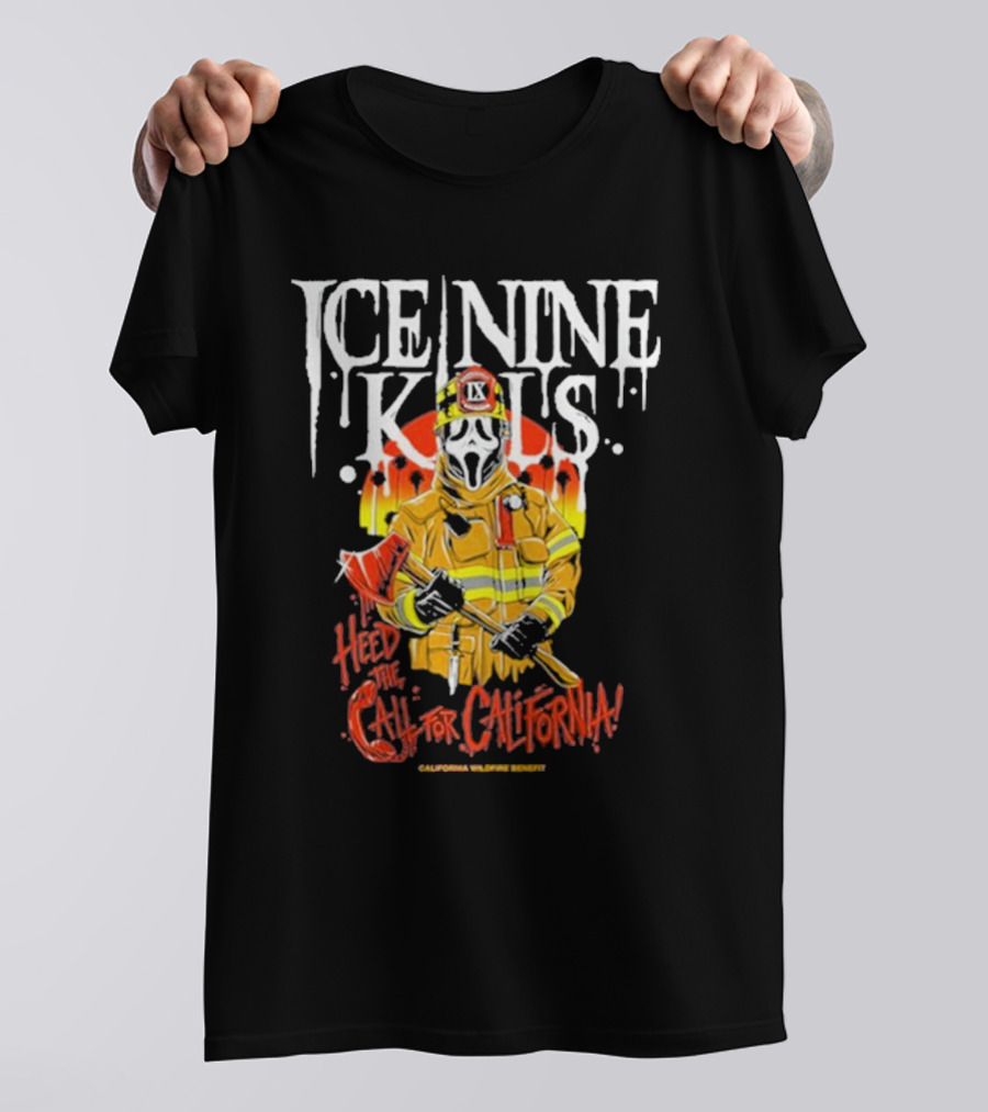 Ice Nine Kills Heed The Call For California Wildfire Benefit Scary Firefighter T-Shirt