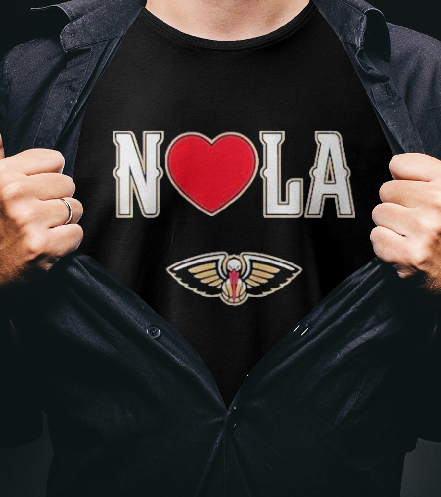 New Orleans Pelicans Heart NOLA Love With Pelicans T-Shirt