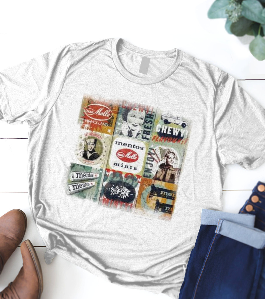 Van Melle Mentos Fresh Minty Chewy Flavours Collage Enjoy Holland Mints T-Shirt