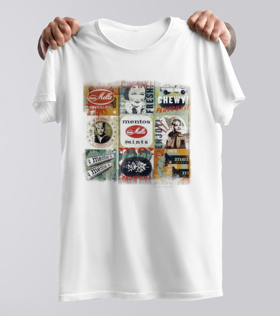 Van Melle Mentos Fresh Minty Chewy Flavours Collage Enjoy Holland Mints T-Shirt