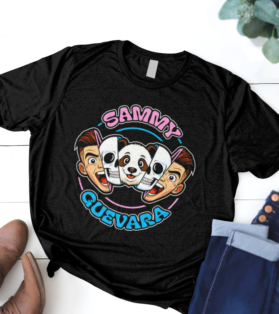 SAMMY GUEVARA PANDA POWER WRESTLER CARTOON FACES T-Shirt