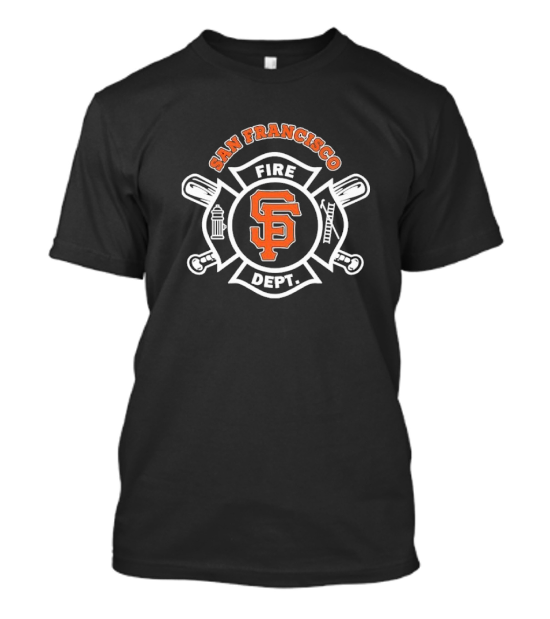 San Francisco Giants Fire Dept Firefighters SF Baseball Crossed Axes Ladder T-Shirt