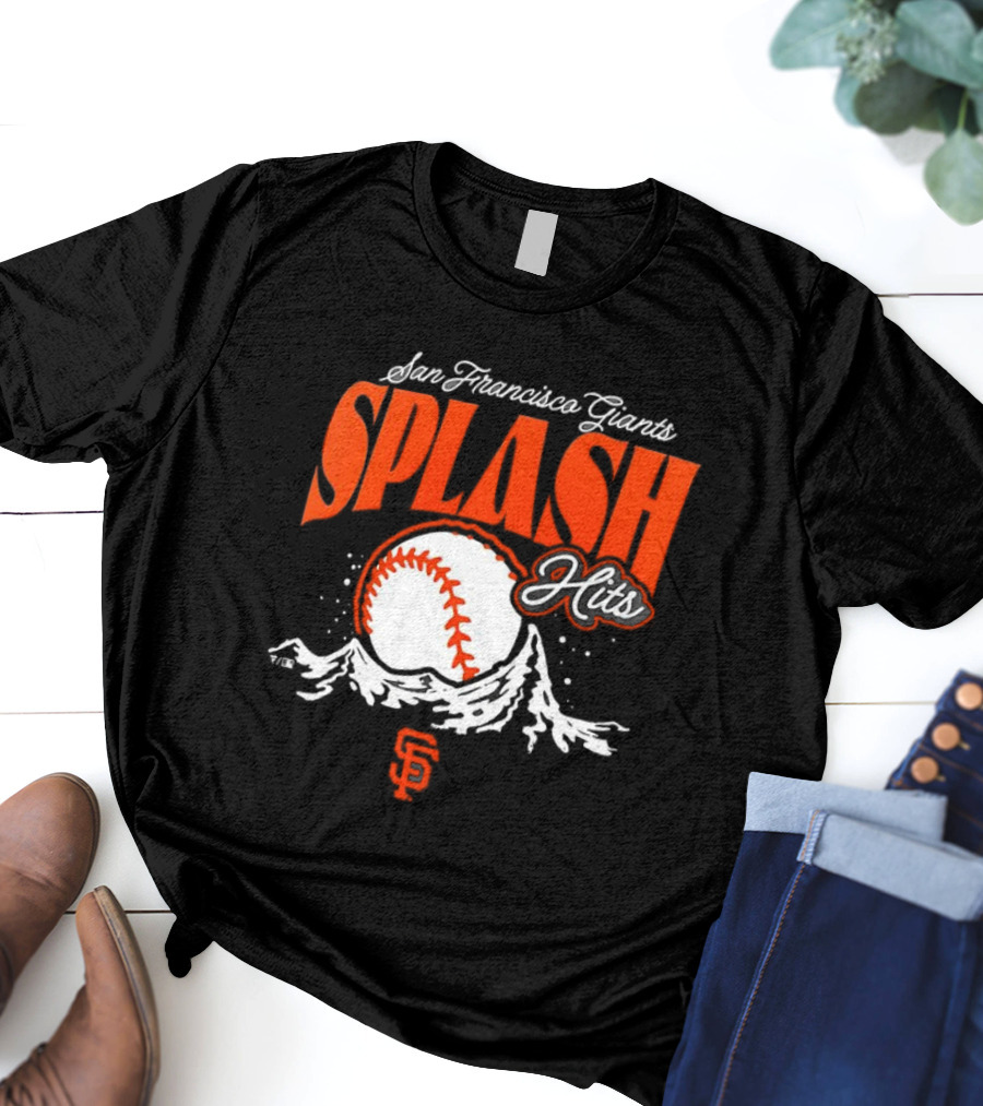 San Francisco Giants Splash Hits Baseball Waves And Number 9 T-Shirt