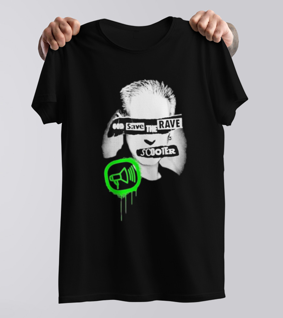 Scooter God Save The Rave Speaker Icon Bold Design T-Shirt
