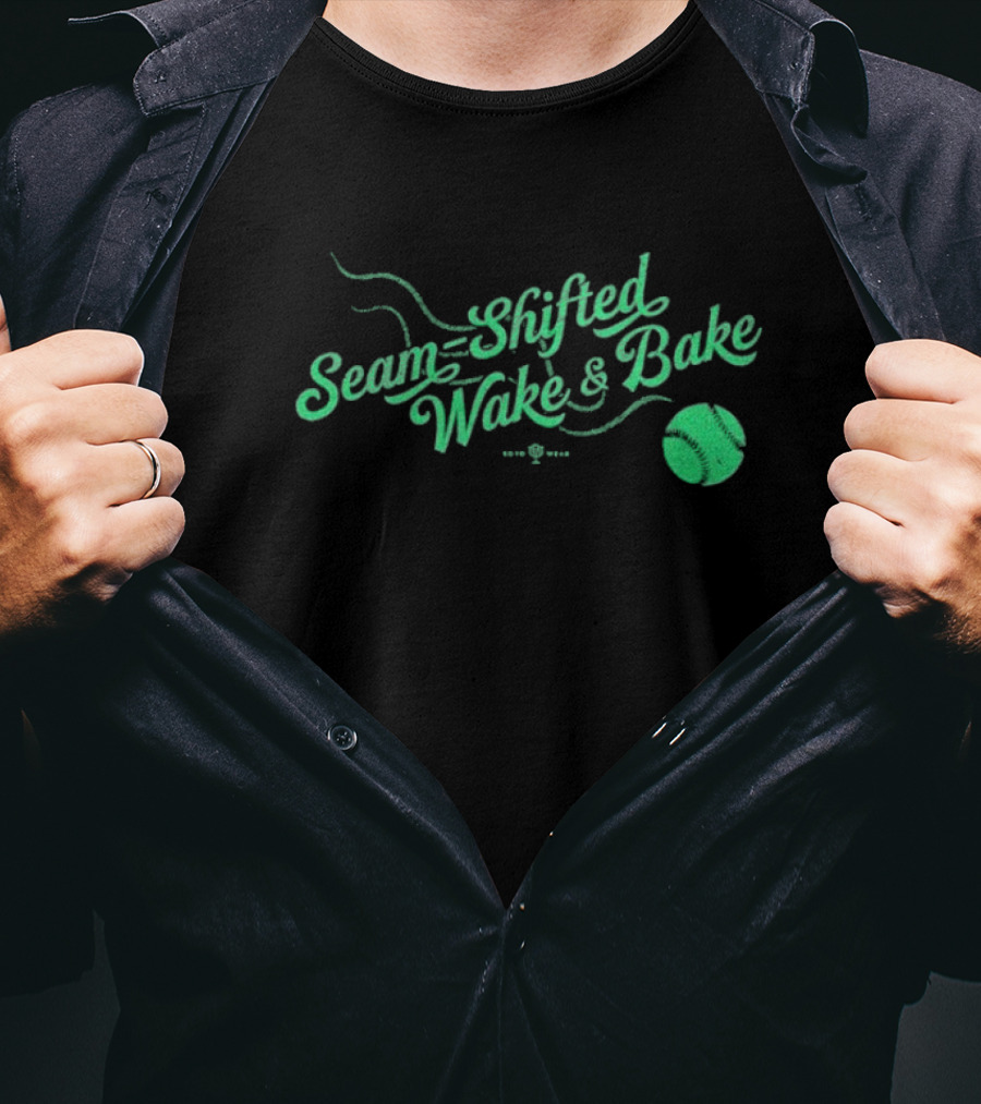 Seam-Shifted Wake And Bake Baseball Concept T-Shirt