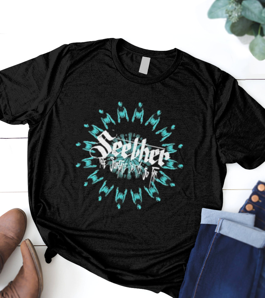Seether The Surface Seems So Far Circle Blue And White Motif T-Shirt