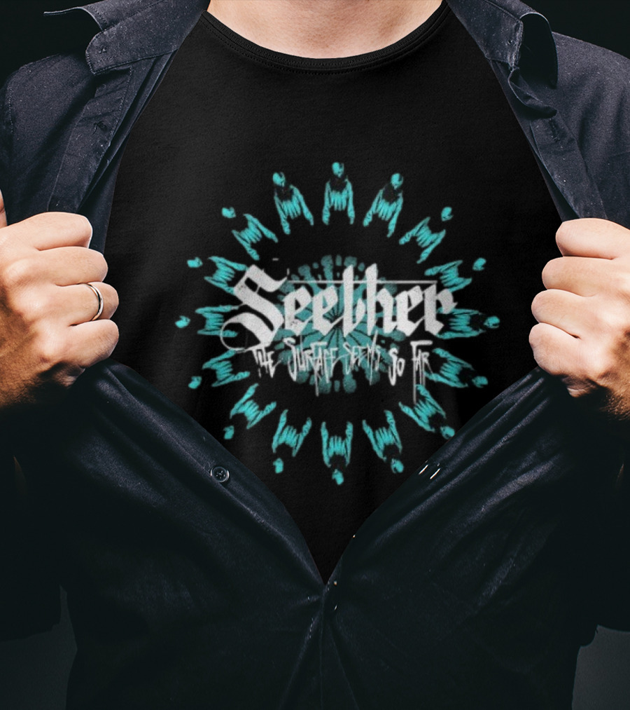 Seether The Surface Seems So Far Circle Blue And White Motif T-Shirt