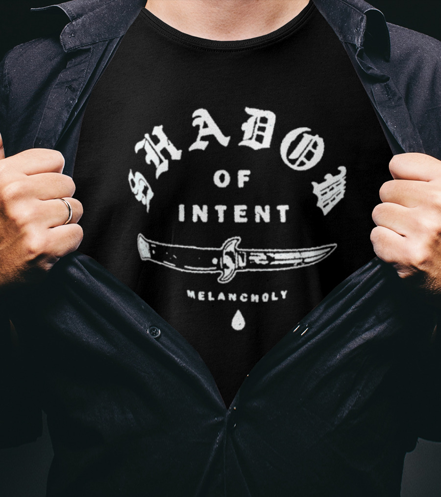 Shadow Of Intent Melancholy Knife Graphic With Tear Drop And Blade Design T-Shirt