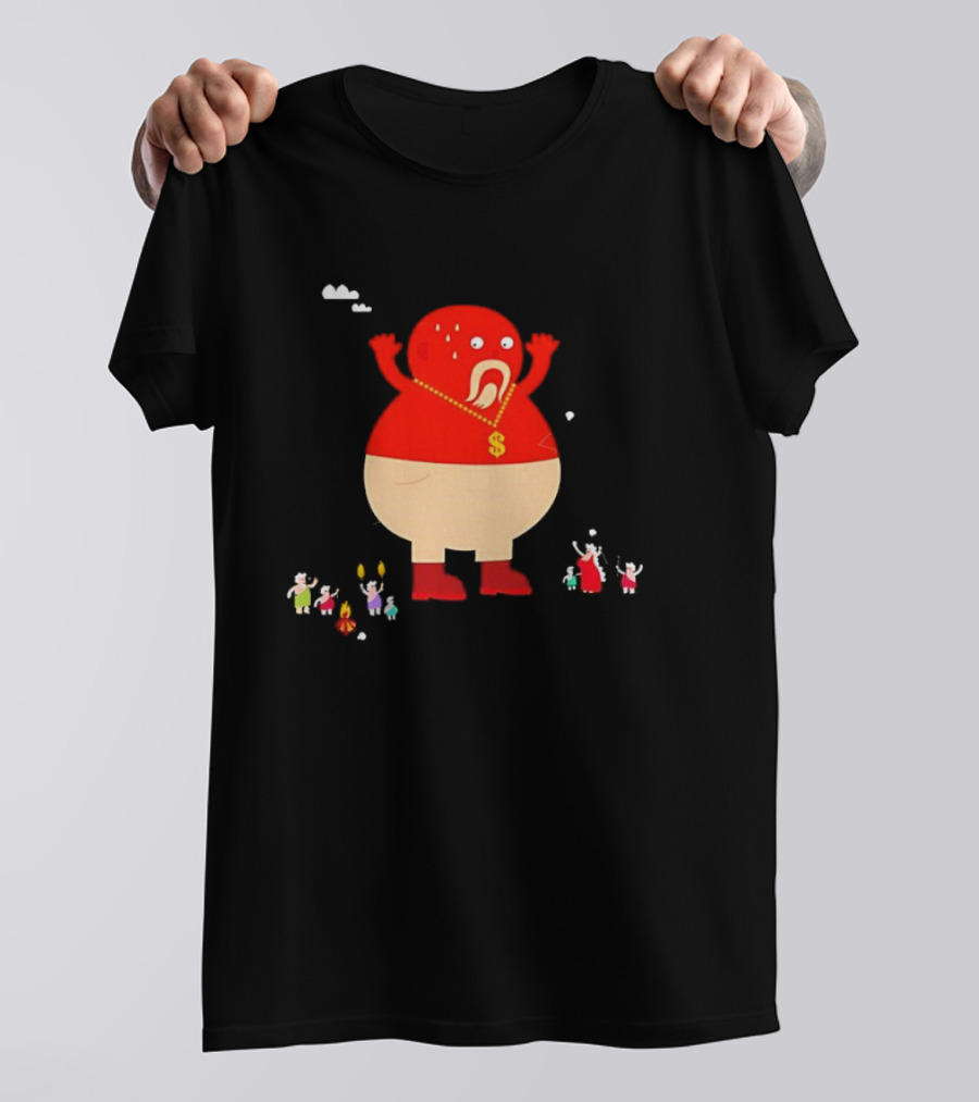 Simon Oxley Neanderfools Giant Red Character Dollar Necklace T-Shirt