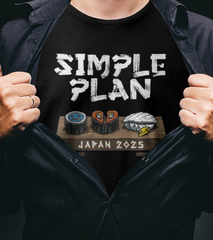 Simple Plan Japan 2025 Sushi Icons T-Shirt