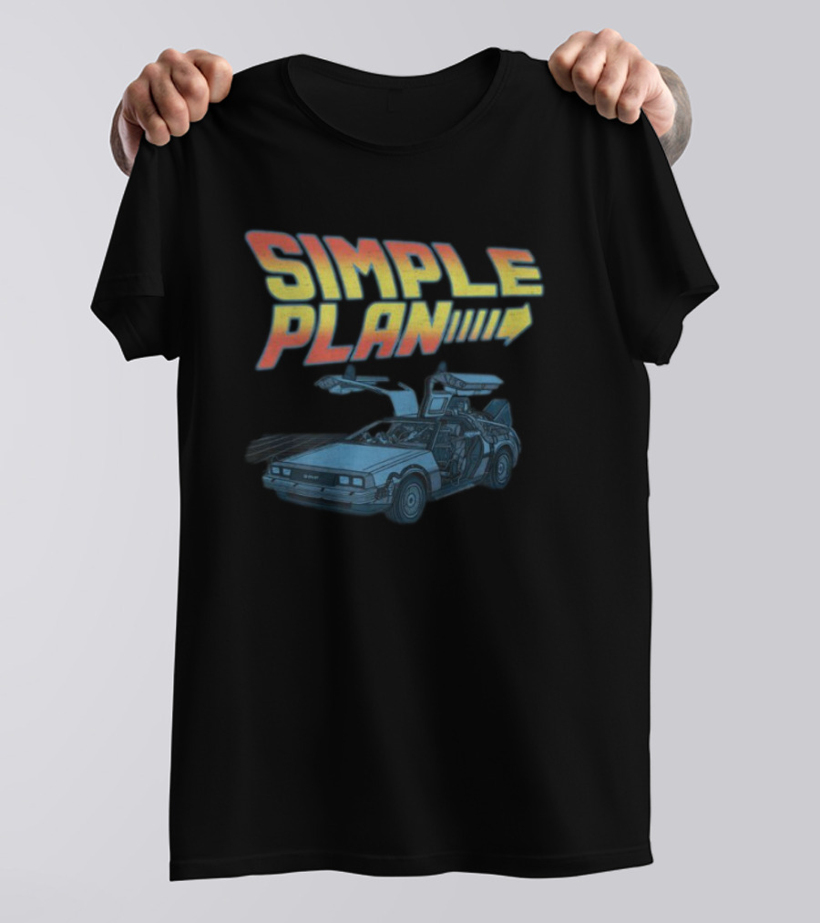 SIMPLE PLAN Time Travel Car Retro Style Cutout T-Shirt