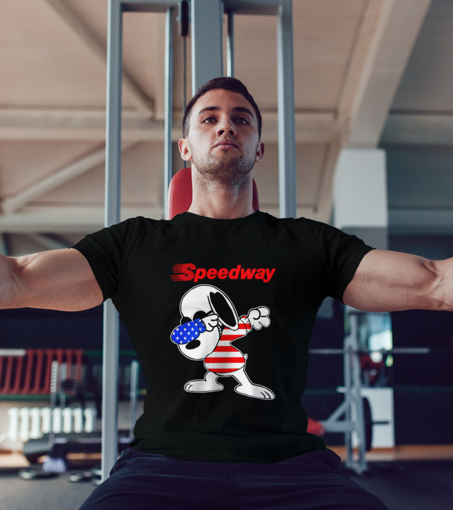 Speedway Snoopy Dabbing American Flag Outfit T-Shirt