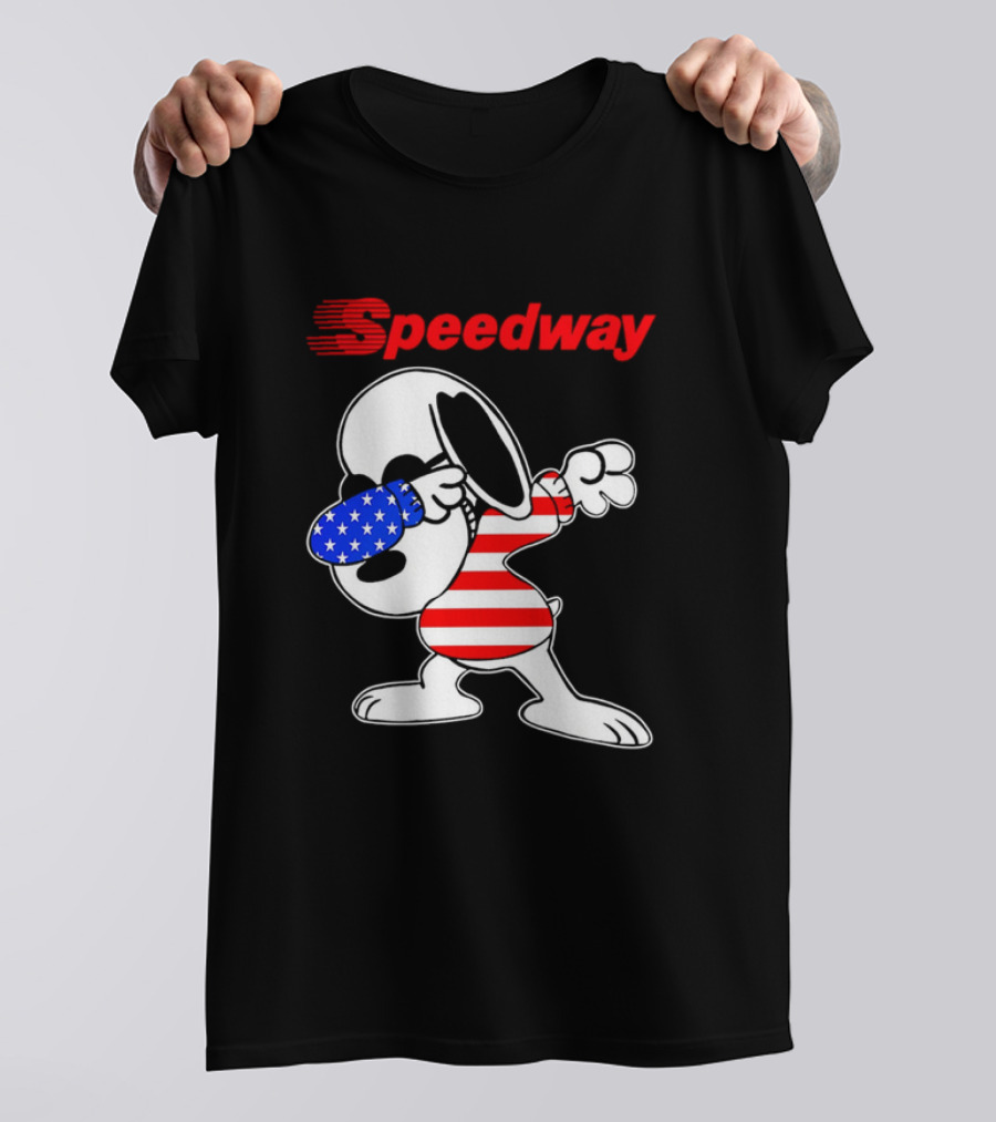 Speedway Snoopy Dabbing American Flag Outfit T-Shirt