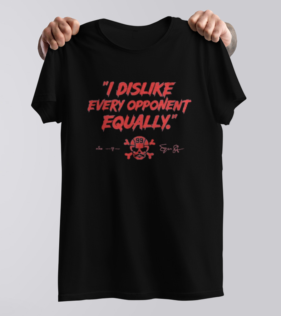 "I Dislike Every Opponent Equally Spencer Strider Skull And Crossbones Signature" T-Shirt