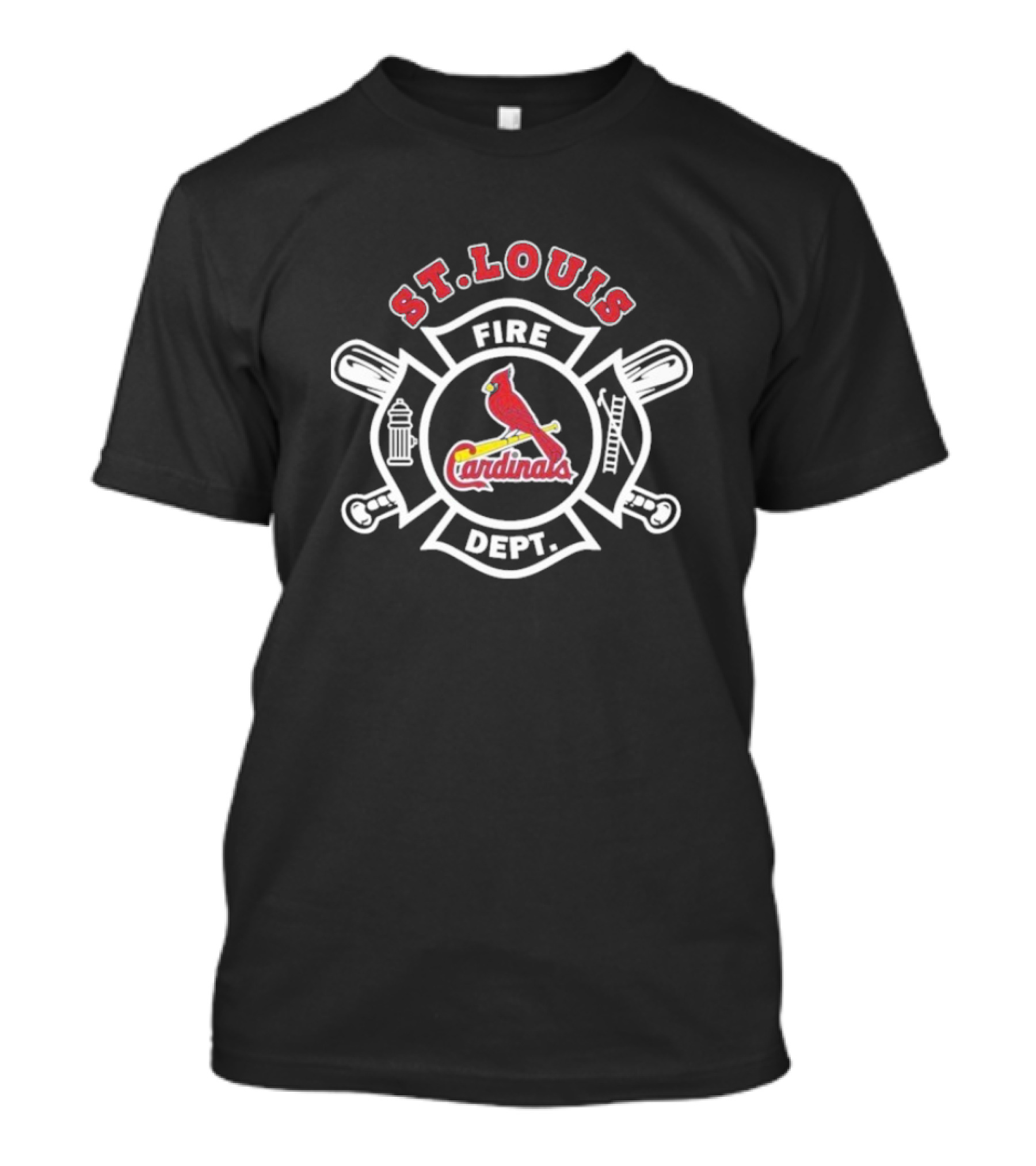 St Louis Cardinals Fire Dept Firefighters MLB Collaboration With Symbolic Badge And Equipment T-Shirt