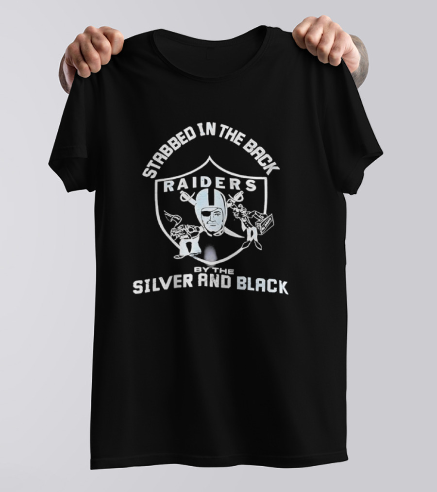 Stabbed In The Back Raiders Silver And Black T-Shirt