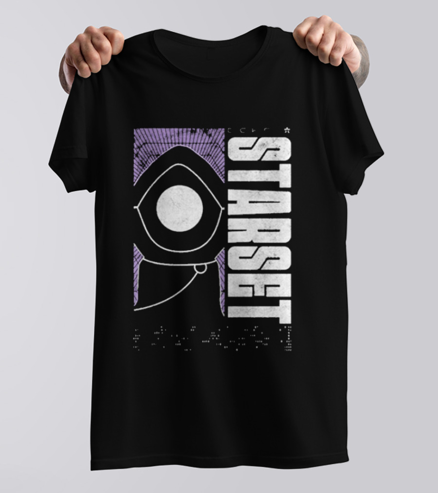 Starset Echo Purple Hooded Figure Bold White Text T-Shirt