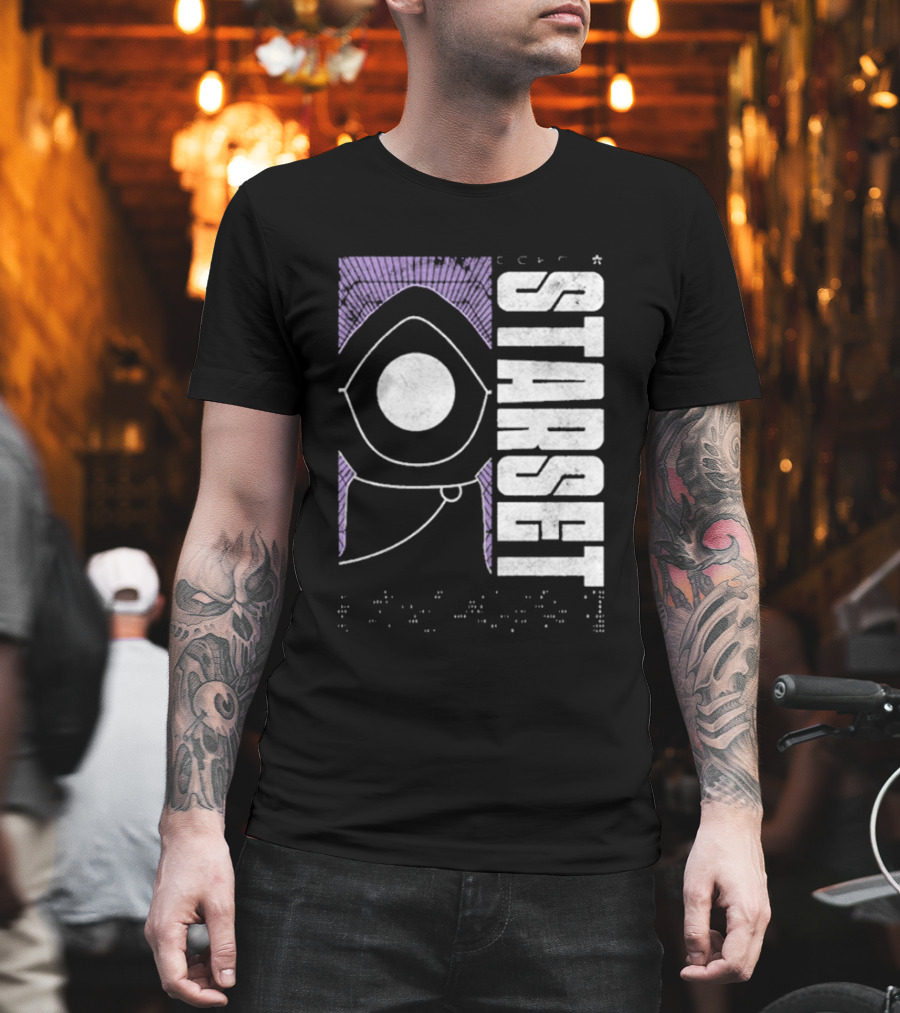 Starset Echo Purple Hooded Figure Bold White Text T-Shirt