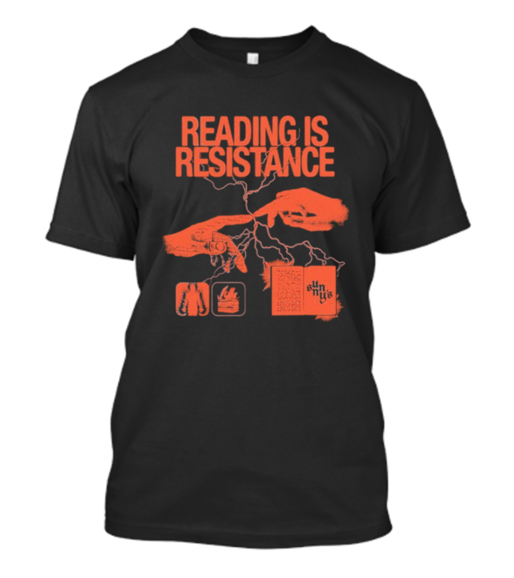 Sunnys Book Truck Reading Is Resistance With Hands And Open Books T-Shirt