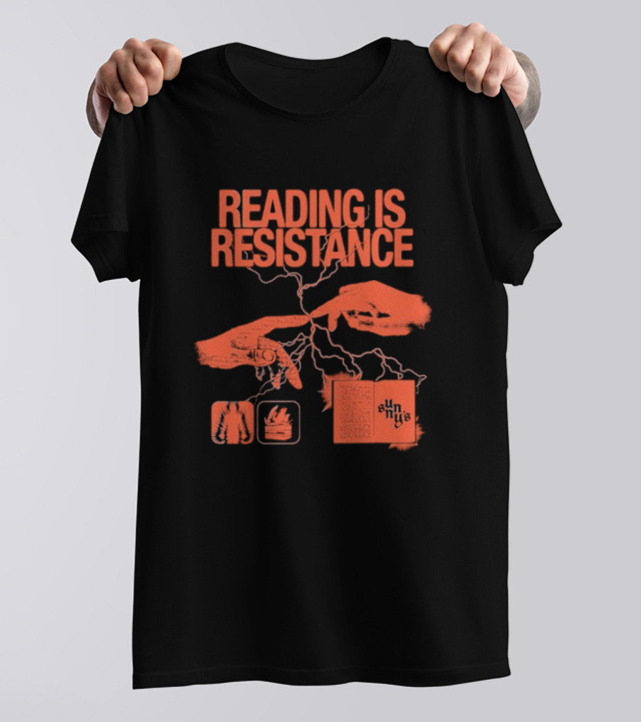 Sunnys Book Truck Reading Is Resistance With Hands And Open Books T-Shirt